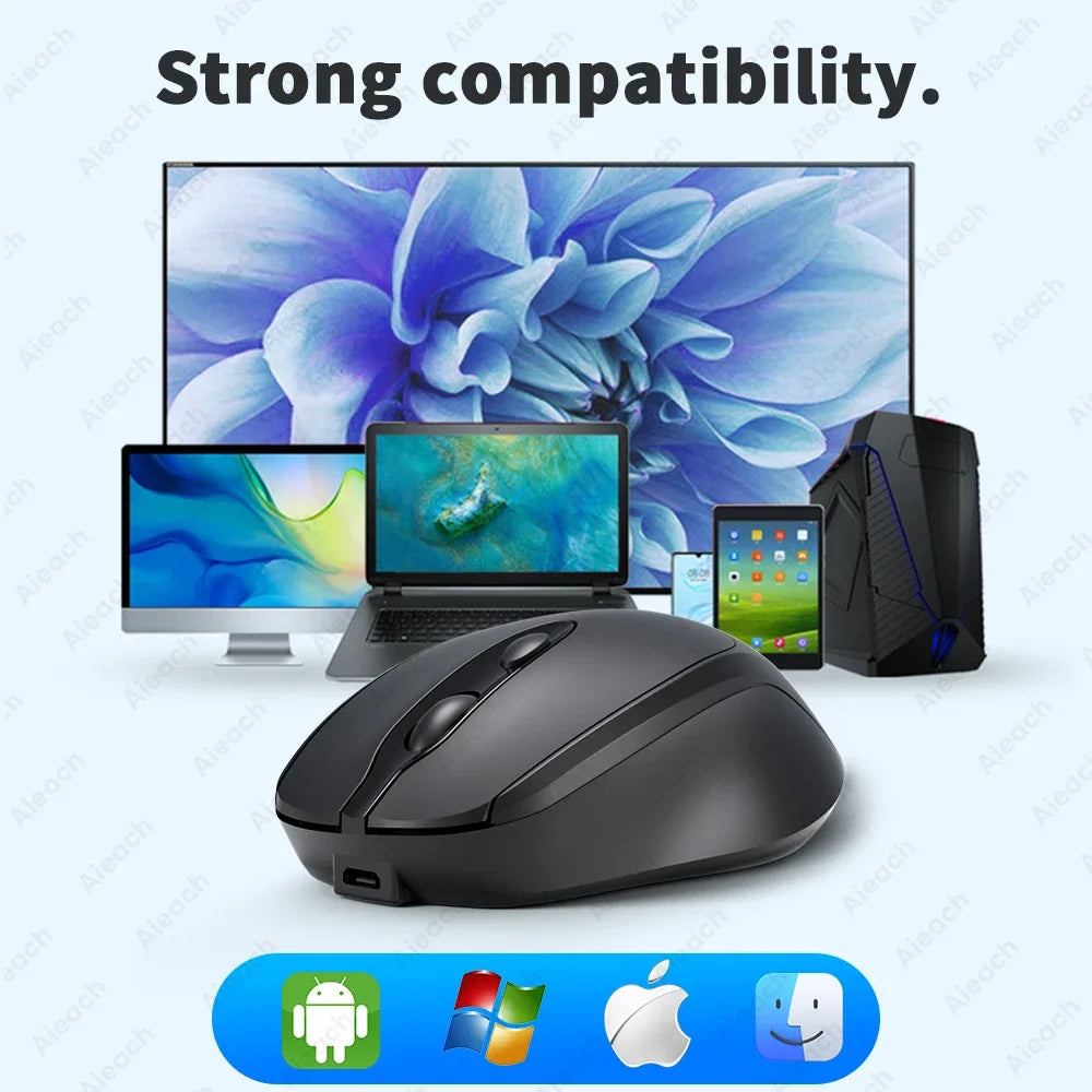 Aieach Bluetooth Mouse – Silent, Rechargeable, Dual Mode