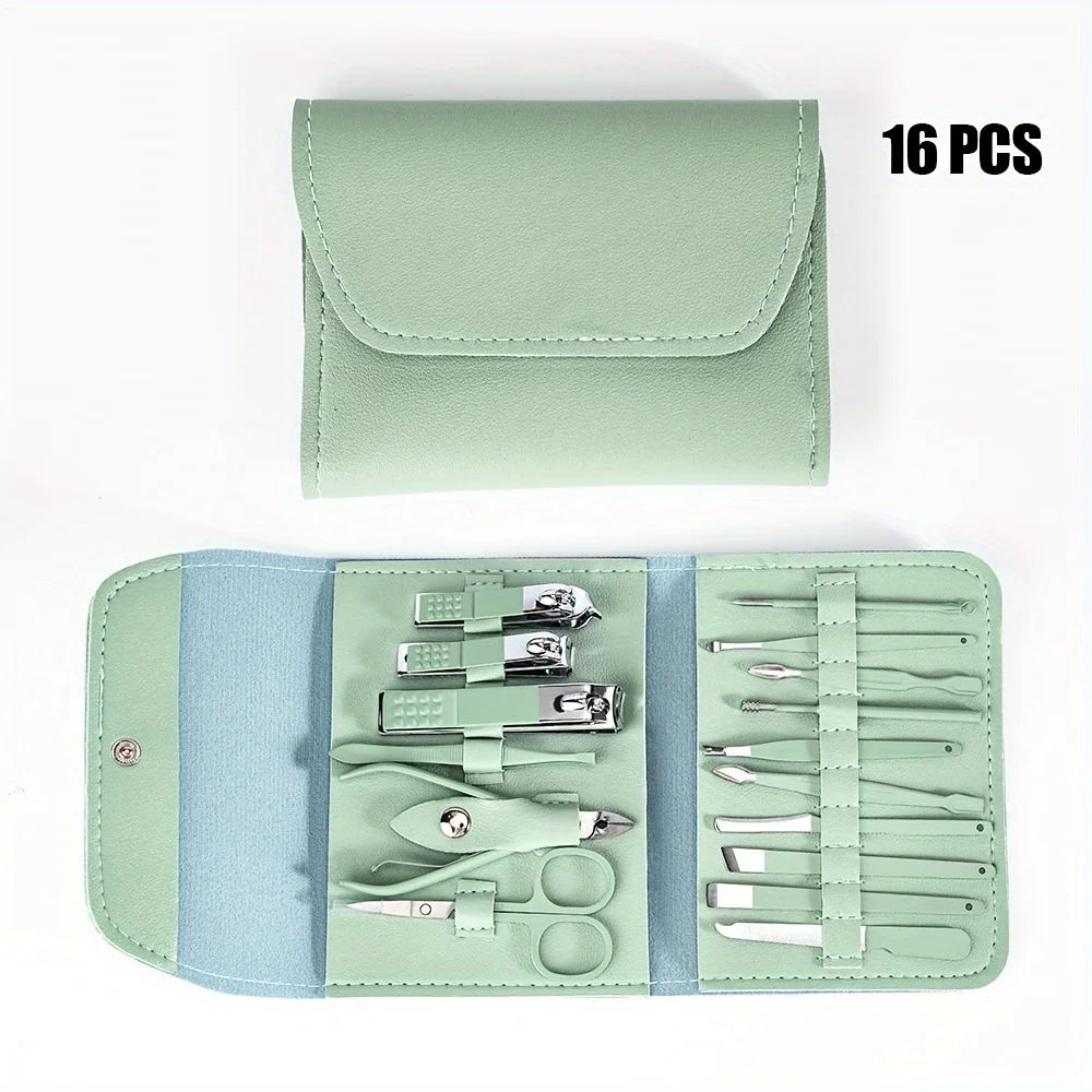 16pcs Nail Clippers & Manicure Set with Travel Case