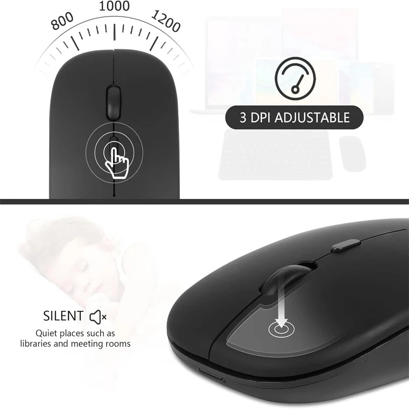 Dual Mode Wireless Mouse – Rechargeable Bluetooth + 2.4G