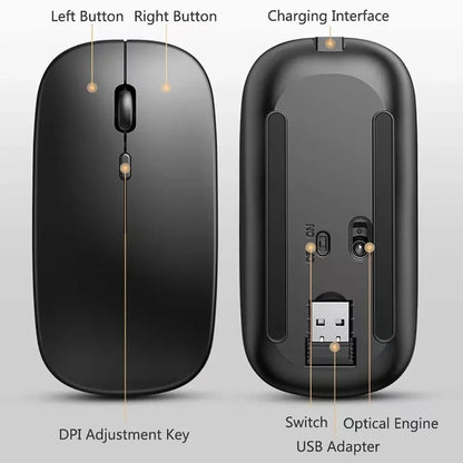 Dual Mode Wireless Mouse – Rechargeable Bluetooth + 2.4G