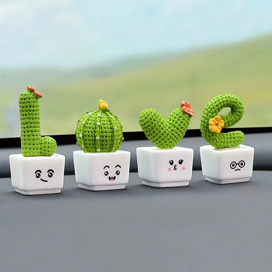 Mini Resin Succulent Set – 4pcs Faux Cactus Plants for Decor