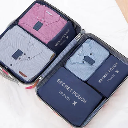 6pcs Simple Solid Color Travel Storage Bag Set