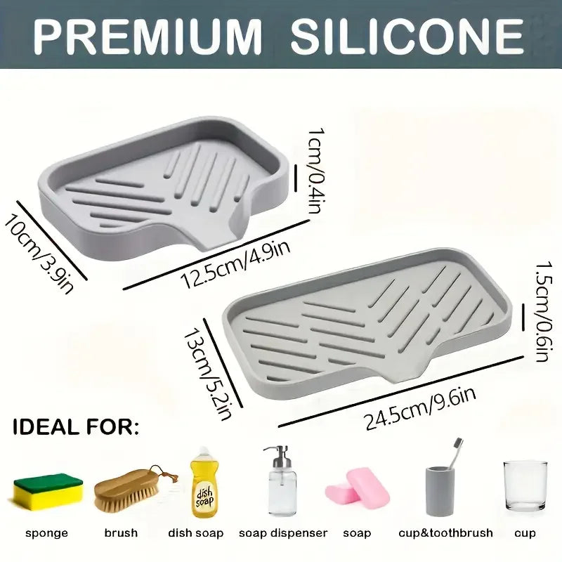 Sink Splash Guard & Soap Tray - Faucet Mat