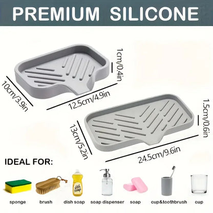 Sink Splash Guard & Soap Tray - Faucet Mat