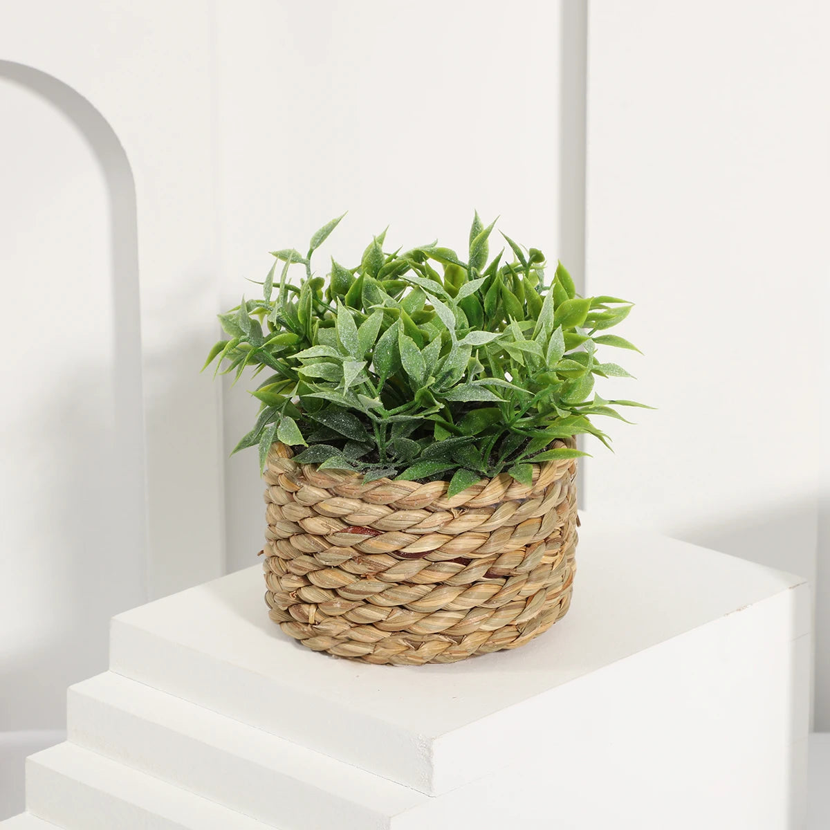 Flower Faux Eucalyptus Plant – Small Woven Pot