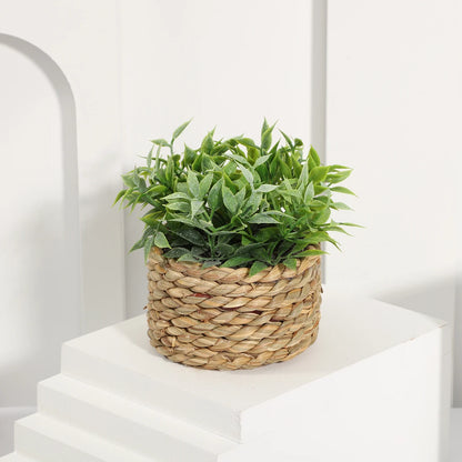 Flower Faux Eucalyptus Plant – Small Woven Pot