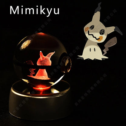 3D Pokémon Crystal Ball LED Lamp – Pikachu/Gengar/Mewtwo Gift
