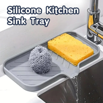 Sink Splash Guard & Soap Tray - Faucet Mat