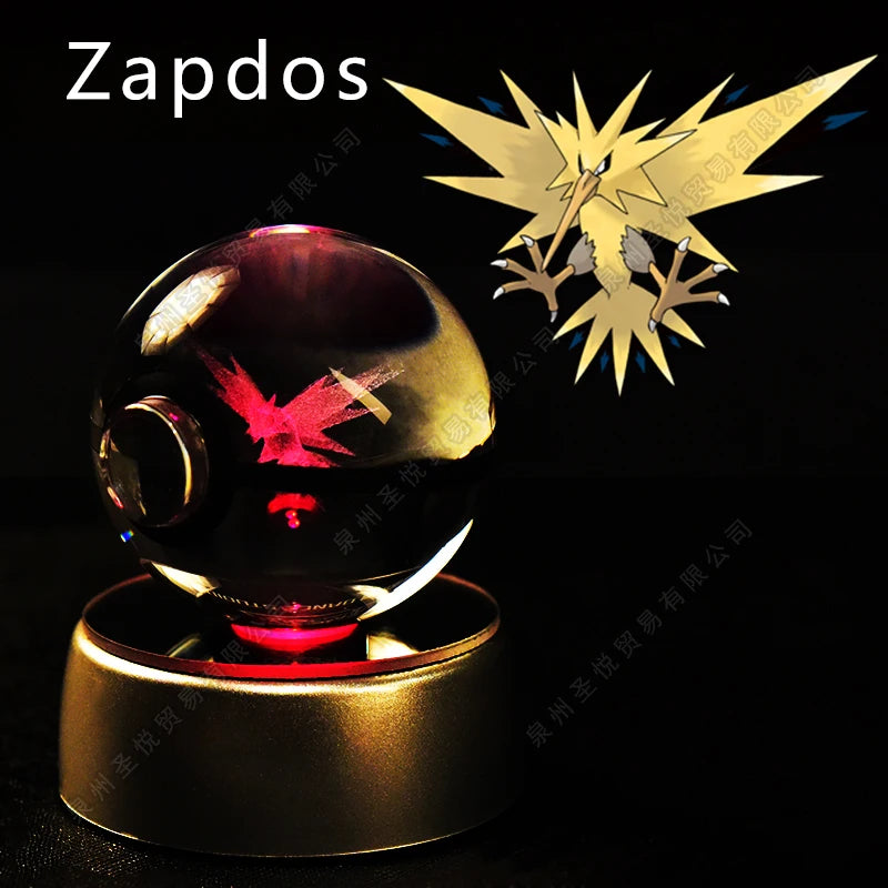 3D Pokémon Crystal Ball LED Lamp – Pikachu/Gengar/Mewtwo Gift