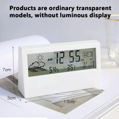 LED thermo-hygrometer with clock and alarm