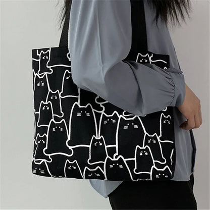 Cute Cat Canvas Handbag for Women – 2026 Fashion