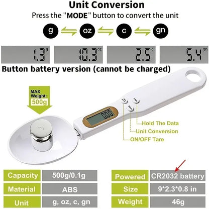 Mini Digital Spoon Scale – 0.1–500g LCD Kitchen Tool