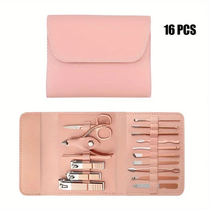 16pcs Nail Clippers & Manicure Set with Travel Case