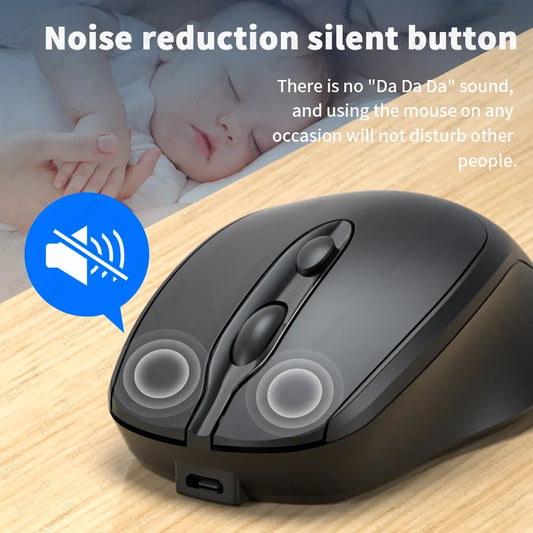 Aieach Bluetooth Mouse – Silent, Rechargeable, Dual Mode