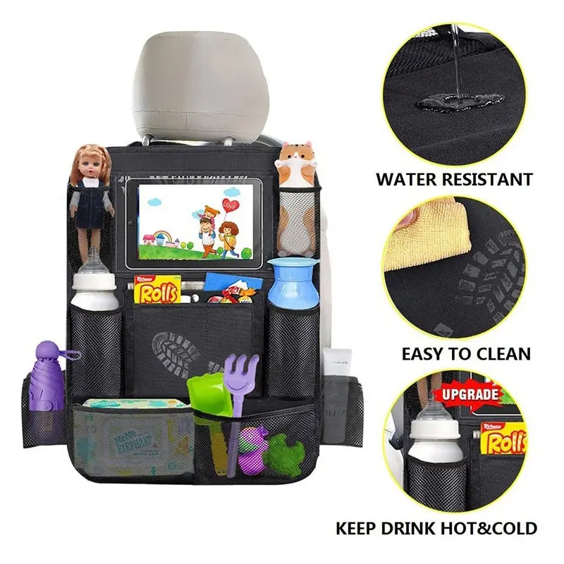 Backseat Car Organizer with Tablet Holder & Storage Pockets