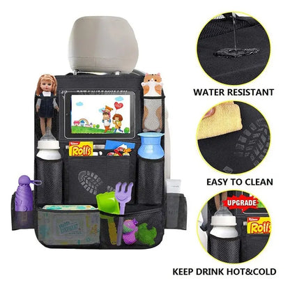 Backseat Car Organizer with Tablet Holder & Storage Pockets