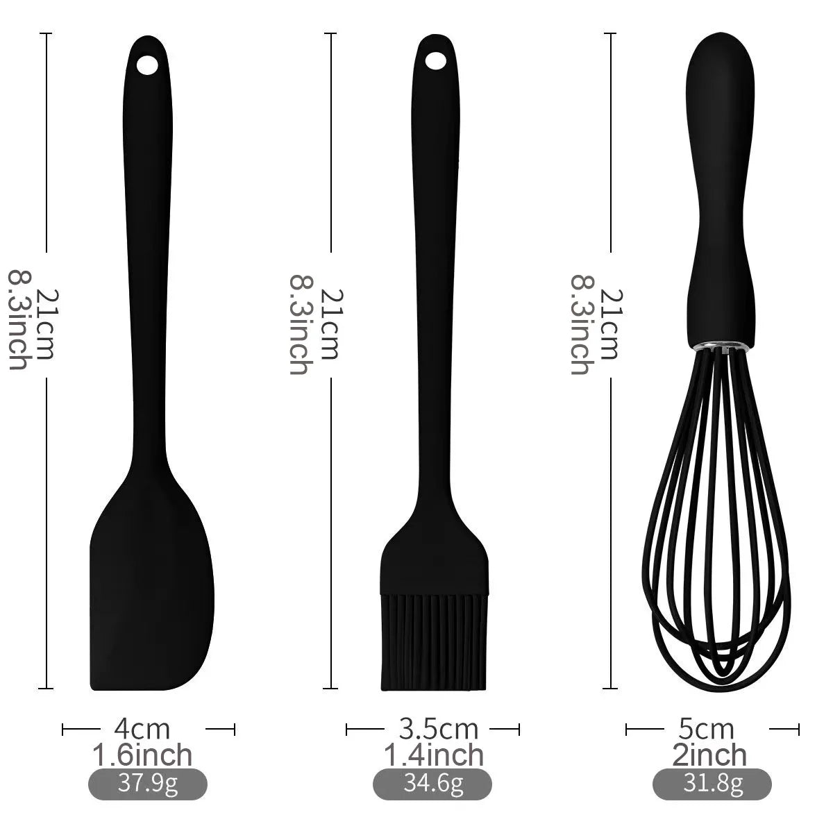 3-Piece Silicone Baking Set – Spatula, Beater & Brush