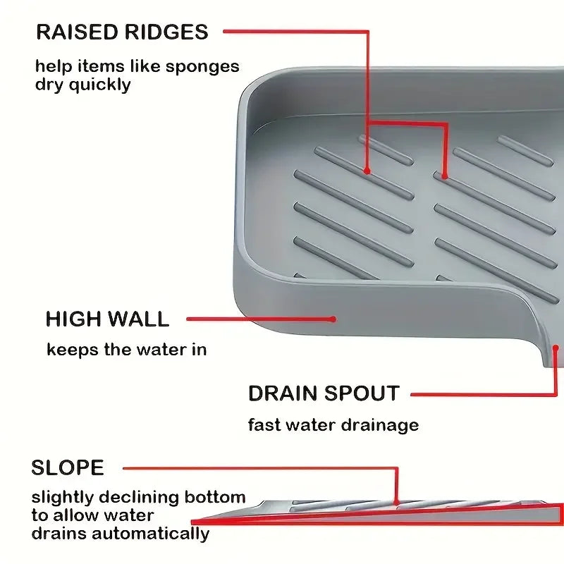 Sink Splash Guard & Soap Tray - Faucet Mat