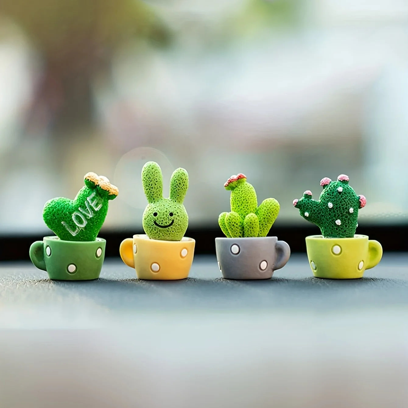 Mini Resin Succulent Set – 4pcs Faux Cactus Plants for Decor