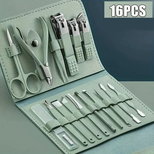 16pcs Nail Clippers & Manicure Set with Travel Case