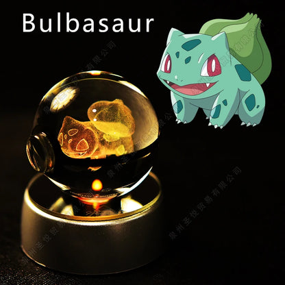 3D Pokémon Crystal Ball LED Lamp – Pikachu/Gengar/Mewtwo Gift