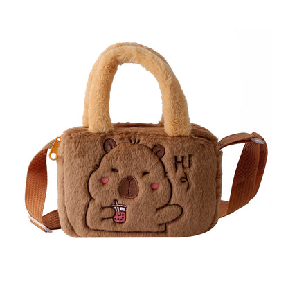 🐹 Cute Capybara Plush Shoulder Bag – Korea Style