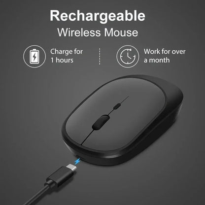 Dual Mode Mouse – Bluetooth + 2.4G, Silent & Rechargeable