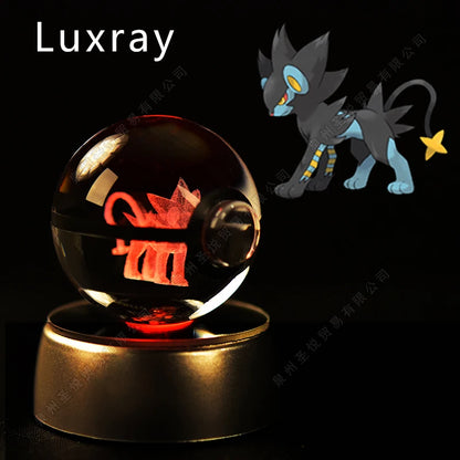 3D Pokémon Crystal Ball LED Lamp – Pikachu/Gengar/Mewtwo Gift