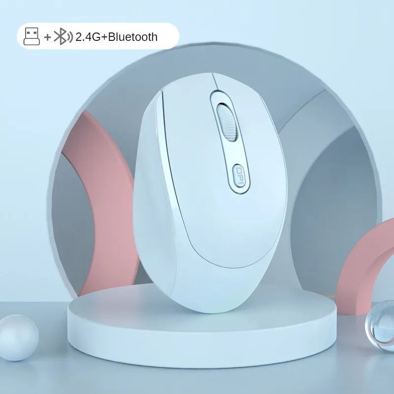 Bluetooth 5.1 + 2.4G Wireless Mouse – Silent, Rechargeable, 1600DPI