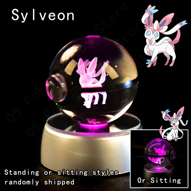 3D Pokémon Crystal Ball LED Lamp – Pikachu/Gengar/Mewtwo Gift