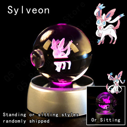 3D Pokémon Crystal Ball LED Lamp – Pikachu/Gengar/Mewtwo Gift