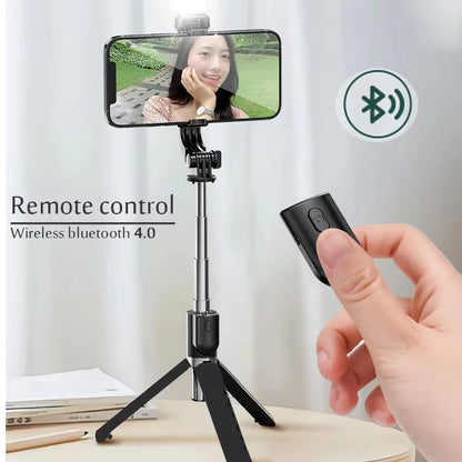 Selfie Stick Tripod with Light & Bluetooth Remote