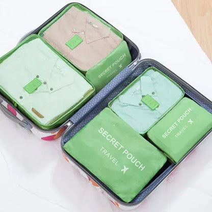 6pcs Simple Solid Color Travel Storage Bag Set