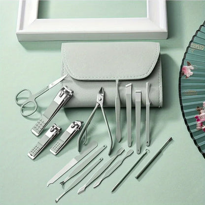 16pcs Nail Clippers & Manicure Set with Travel Case
