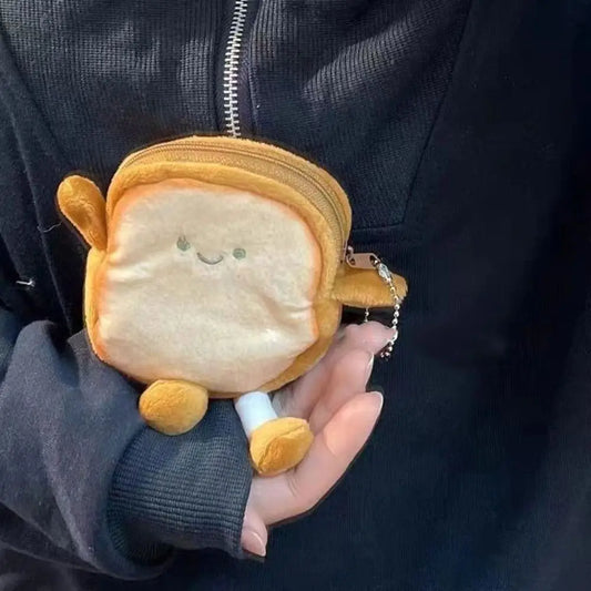 🍞 Cartoon Toast Bread Plush Coin Purse
