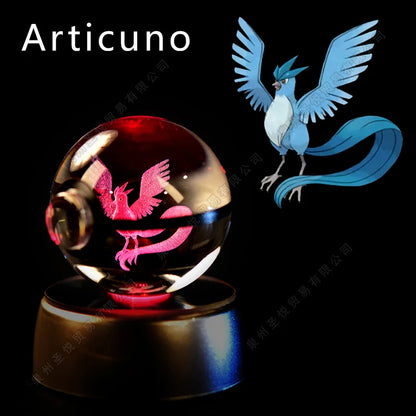 3D Pokémon Crystal Ball LED Lamp – Pikachu/Gengar/Mewtwo Gift