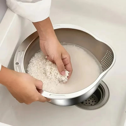 Stainless Steel Rice Washer & Strainer Bowl