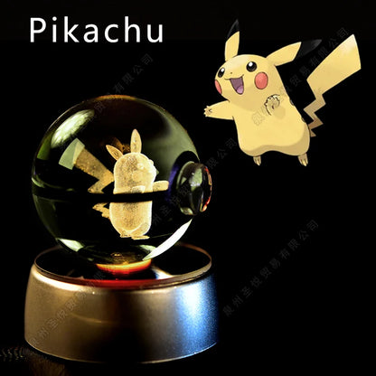 3D Pokémon Crystal Ball LED Lamp – Pikachu/Gengar/Mewtwo Gift