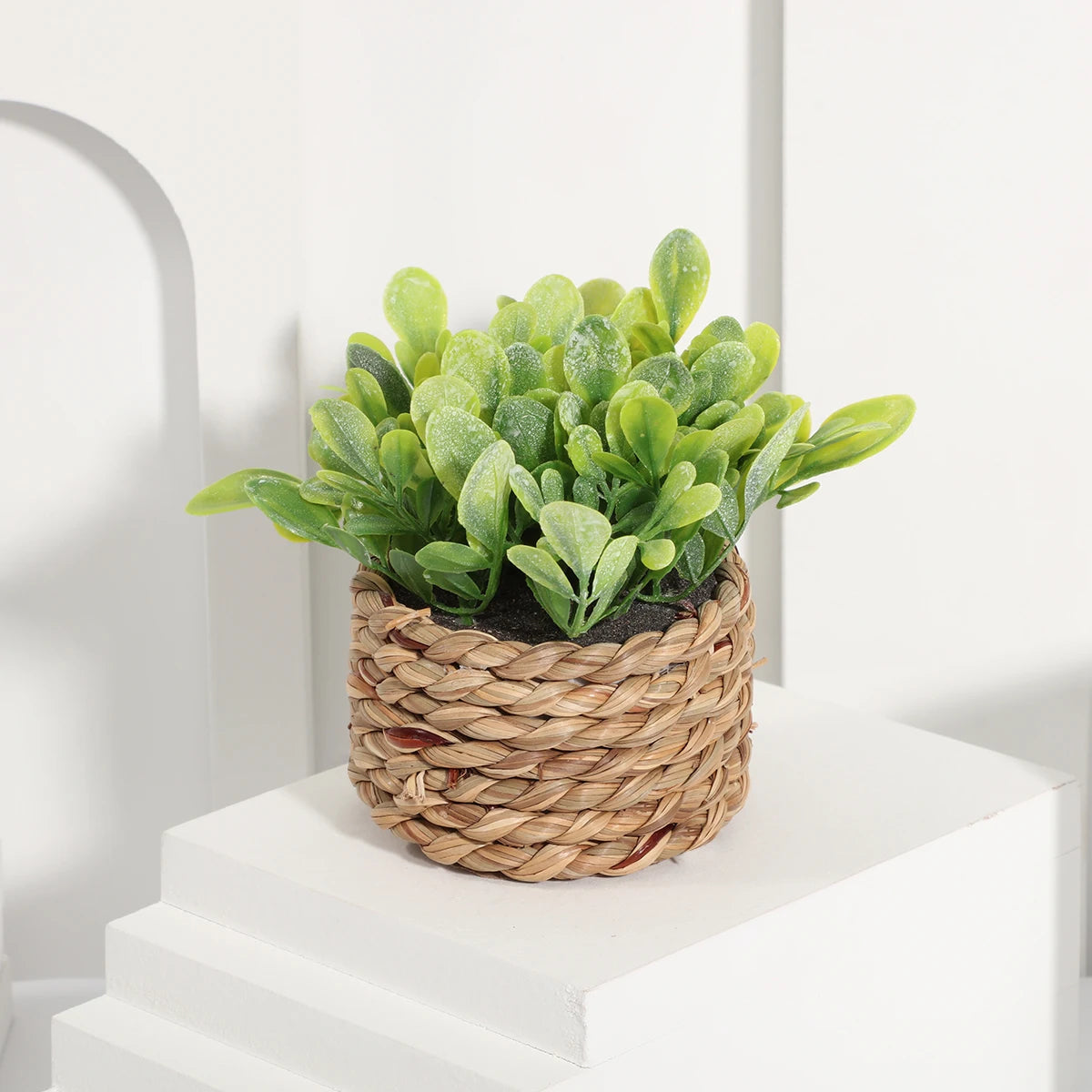 Flower Faux Eucalyptus Plant – Small Woven Pot