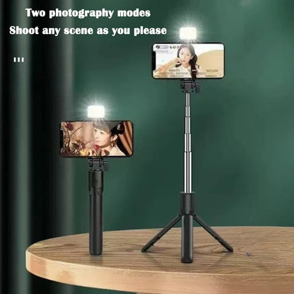 Selfie Stick Tripod with Light & Bluetooth Remote