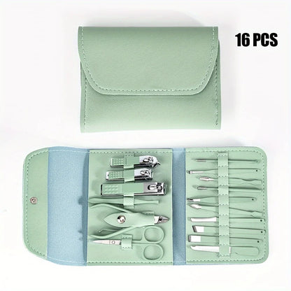 16pcs Nail Clippers & Manicure Set with Travel Case