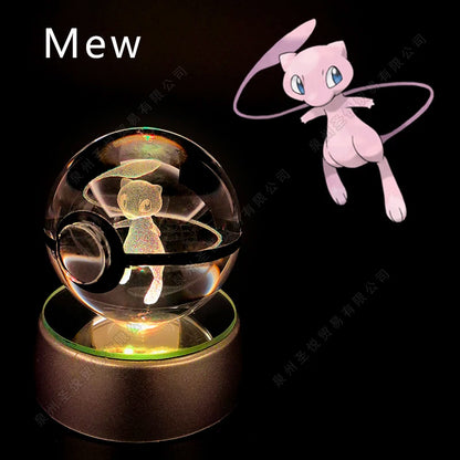3D Pokémon Crystal Ball LED Lamp – Pikachu/Gengar/Mewtwo Gift