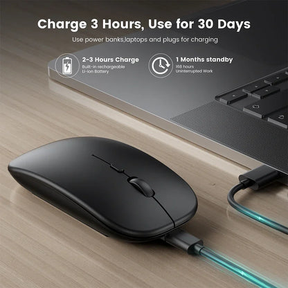 Dual Mode Wireless Mouse – Rechargeable Bluetooth + 2.4G