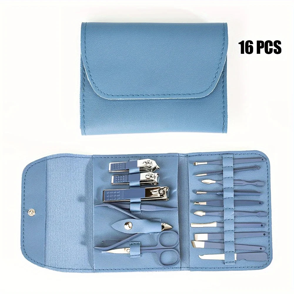 16pcs Nail Clippers & Manicure Set with Travel Case