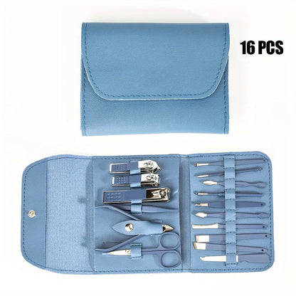 16pcs Nail Clippers & Manicure Set with Travel Case