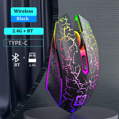 Bluetooth 5.2 RGB Mouse – Silent, Rechargeable, 1600DPI