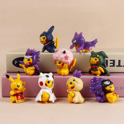 9Pcs Pikachu Cosplay Figures Set – Anime Toy Collection