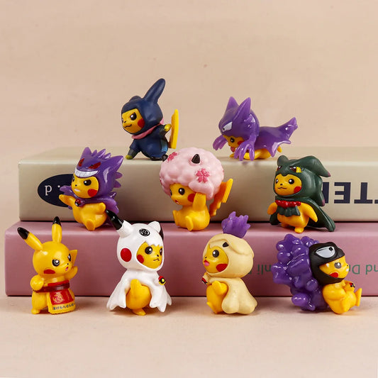 9Pcs Pikachu Cosplay Figures Set – Anime Toy Collection