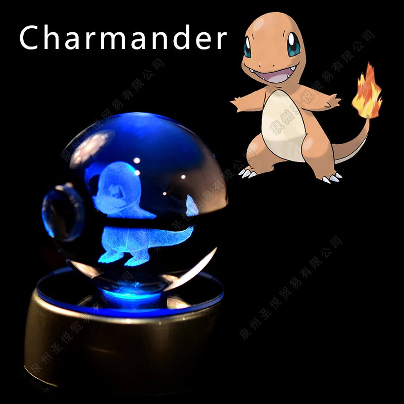 3D Pokémon Crystal Ball LED Lamp – Pikachu/Gengar/Mewtwo Gift