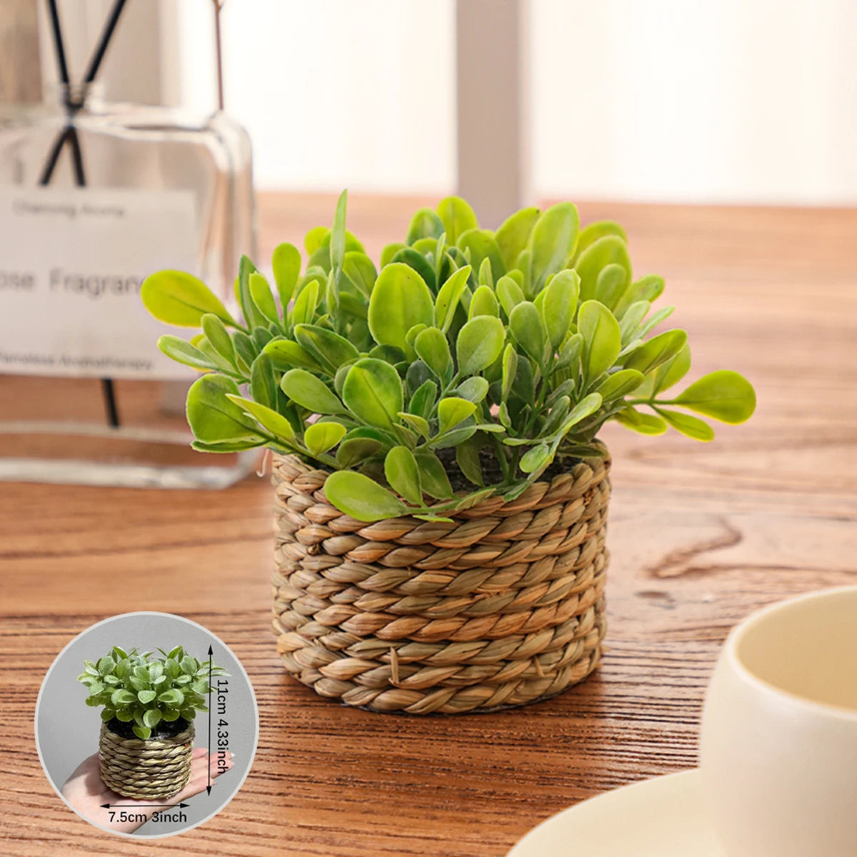 Flower Faux Eucalyptus Plant – Small Woven Pot